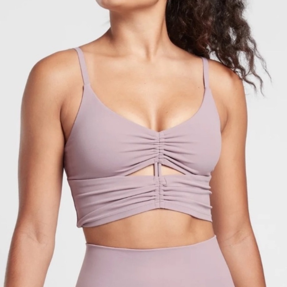 Athleta cinch longline sports bra, pink M